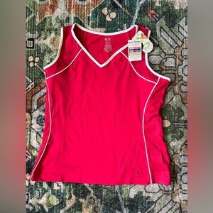 Athletic Workout Hot Pink Tank Top with White Trim